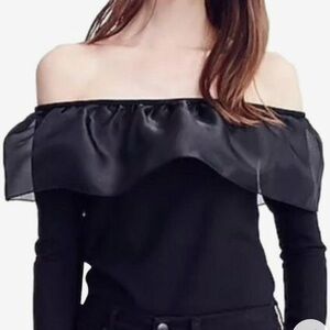 Chiffon  Black Off-Shoulder Women's Top worn once!